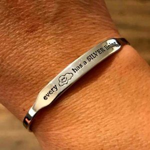 Origami Owl Silver-Tone "Every Cloud Has A Silver Lining" Cuff Bracelet